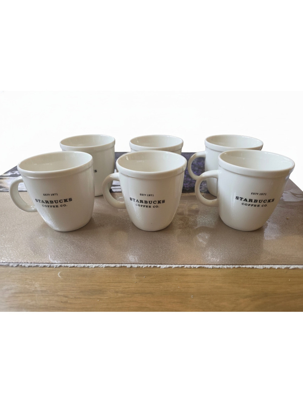 Set of 6 Vintage Starbucks Coffee Co. White Ceramic Coffee Mugs